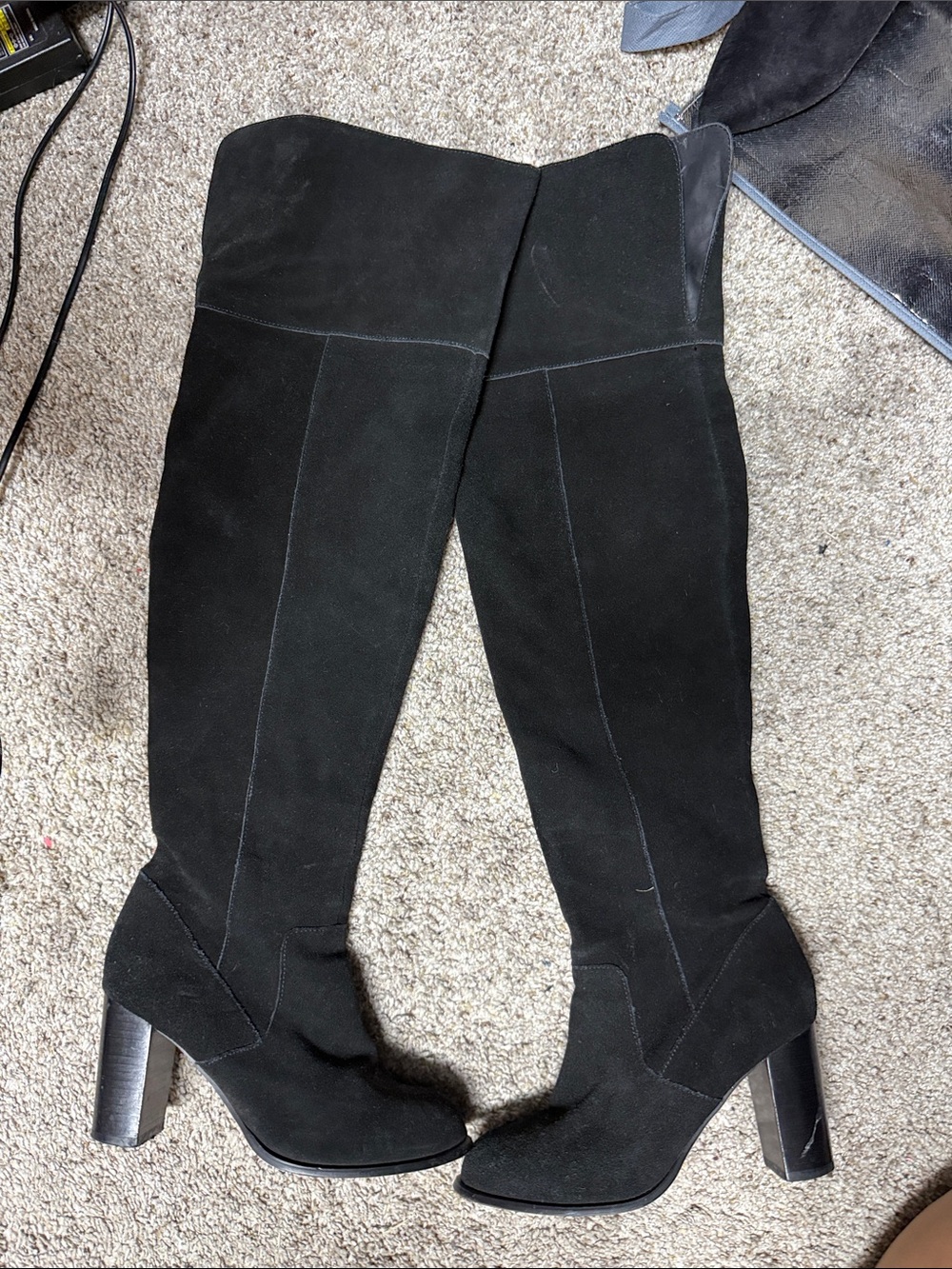 Steve Madden Black Suede Over-the-Knee Block Heel Boots